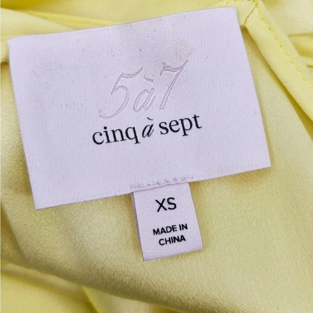 NWT Cinq à Sept 100% Silk Ruffle Peplum Top – XS (Yellow) - Picture 4 of 5